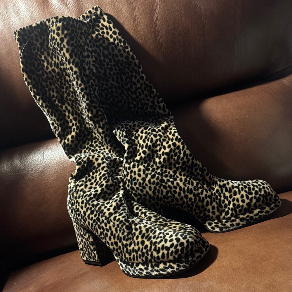Wild Rose Leopard Print Heeled Boots